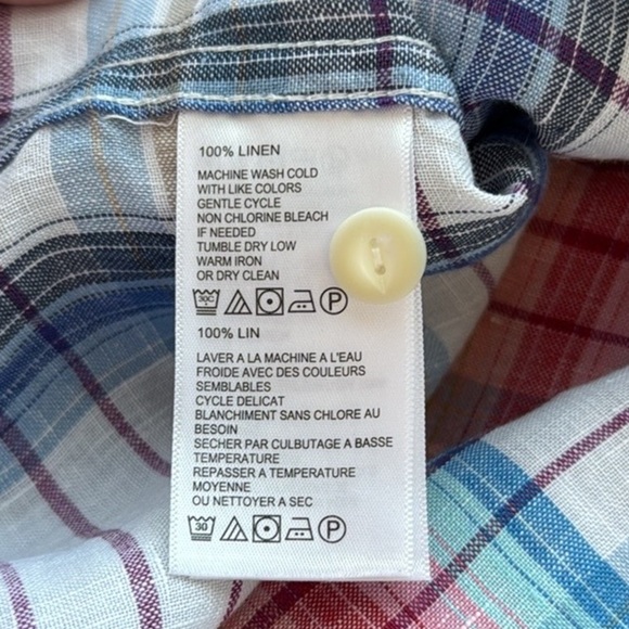 Men’s Tommy Bahama Multi Color Plaid Button Down 100% Linen Shirt. Size Large. - Picture 10 of 12